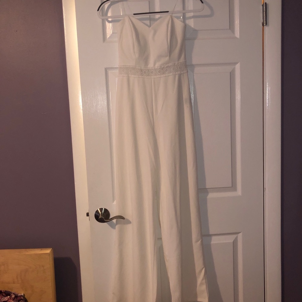 Trixxi small strapless white jumpsuit